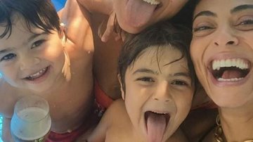 Juliana Paes curte piscina com os filhos - Instagram/Reprodução