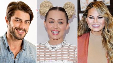Renan, Miley Cyrus e Chrissy Teigen - Divulgação TV Globo/Getty Images