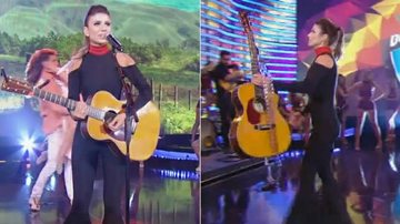 Paula Fernandes se irrita com violão desafinado no Domingão - TV Globo/Reprodução