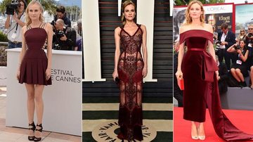 Diane Kruger investe em vestidos de festa burgundy - Getty Images
