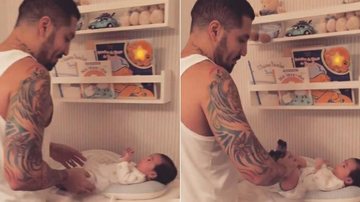 Fernando Medeiros surge trocando o filho de 2 meses - Instagram/Reprodução