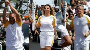 Cafu, Viviane Araújo e Otaviano Costa carregam a tocha olímpica - Marcos Ferreira / Brazil News