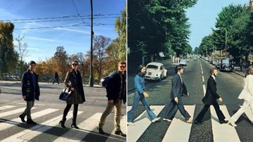 Camila Queiroz reproduz famosa foto dos Beatles ao lado de Klebber Toledo - Reprodução Instagram/ Divulgação