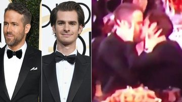 Ryan Reynolds e Andrew Garfield se beijam no Globo de Ouro - Getty Images e Twitter/Reprodução