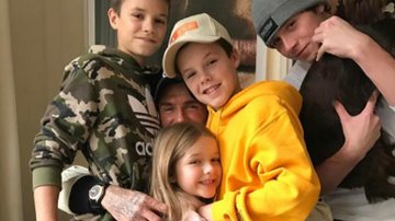 David Beckham com os quatro filhos - Romeo, Harper, Cruz e Brooklyn - Reprodução / Instagram