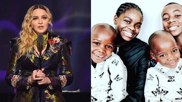 Madonna e os quatro filhos adotivos, Mercy James, David Banda e as gêmeas Estere e Stelle - Getty Images; Reprodução / Instagram