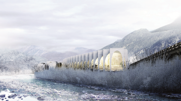 Belíssimo, o projeto ressalta a natureza majestosa da região dos alpes, usando muita transparência e revisitando a antiga sabedoria arquitetônica da Itália - IMAGENS BIG