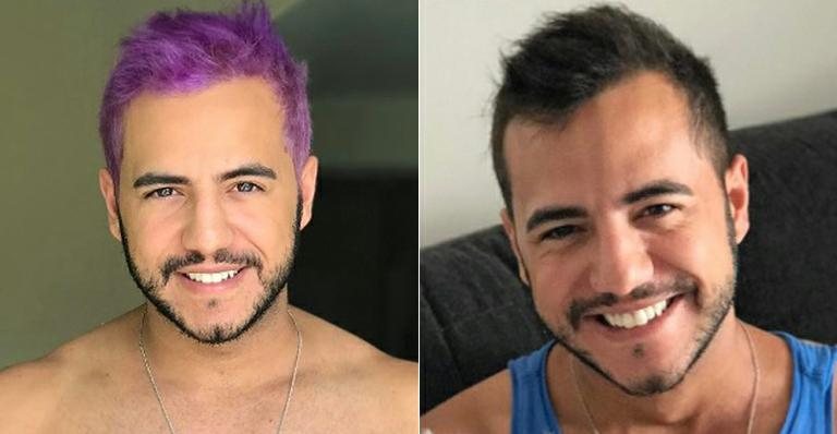 Matheus Lisboa muda radicalmente o visual e surge com o cabelo roxo - Instagram/Reprodução
