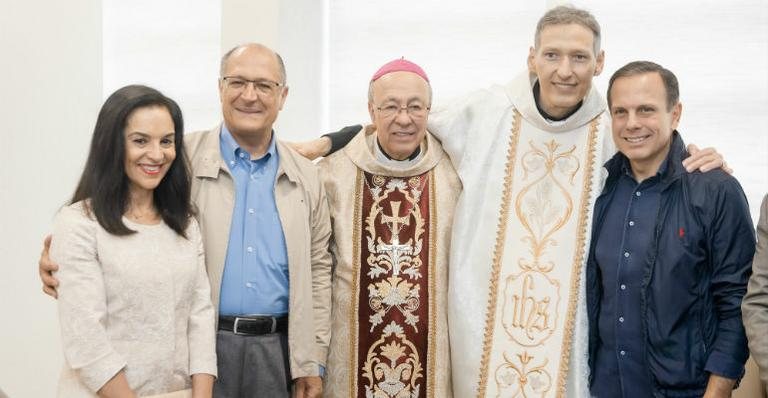 Lu e Geraldo Alckmin, Dom Fernando Figueiredo, Padre Marcelo Rossi e João Doria - LUIZ PEDRO PULCINELLI