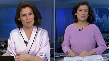 Figurino de Renata Vasconcellos intriga telespectadores no Jornal Nacional - TV Globo/Reprodução