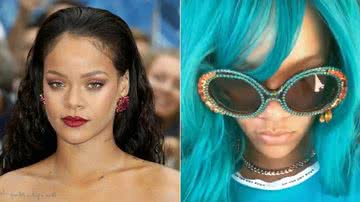 Rihanna surge com os cabelos azuis - Getty Images e Instagram/Reprodução