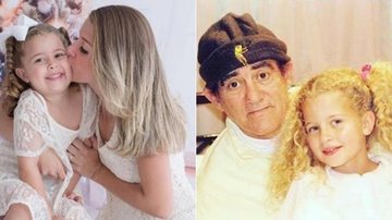 Debby Lagranha com a filha, Maria Eduarda, e Renato Aragão - Instagram e TV Globo/Divulgação