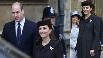 Kate Middleton e príncipe William acompanham a rainha Elizabeth II na missa de Páscoa da família real britânica - Getty Images