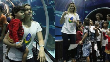 Fernanda Gentil e Enzo Celulari levam crianças ao aquário no Rio - Cleomir Tavares / Divulgação