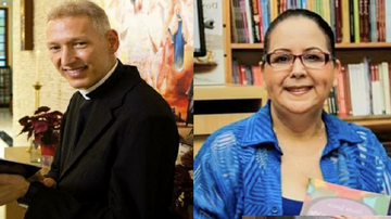 Padre Marcelo e escritora Izaura Garcia - (Foto: Reprodução)