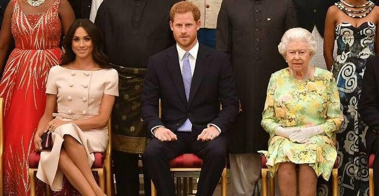 Meghan Markle, Harry e Rainha Elizabeth II - Reprodução/Instagram
