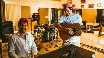 Lagum e Jão em estúdio durante gravação de parceria - Foto/Alexandre Stehling
