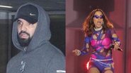 Drake no aeroporto internacional do Rio de Janeiro e Anitta durante show no Rock in Rio - Thyago Andrade e Marcelo Sá Barretto/Brasil News