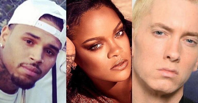 Chris Brown, Rihanna e Eminem - Foto montagem/Instagram