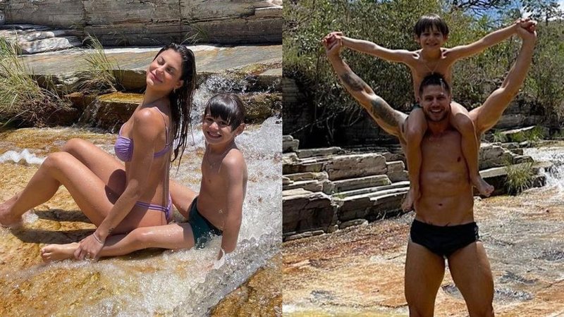 Mari e Jonas curtem dia em cachoeira com João Lucas - Reprodução/Instagram