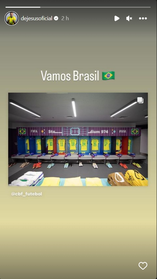 Gabriel Jesus deseja boa sorte para Seleção Brasileira - Créditos: Reprodução / Instagram