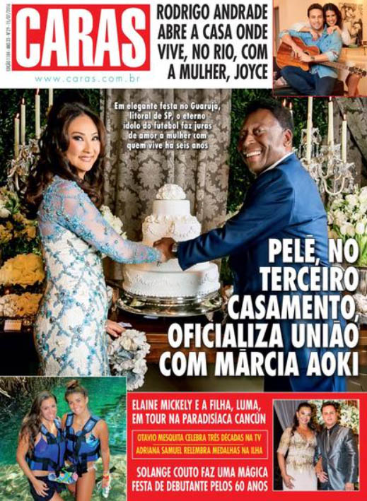 Casamento de Pelé e Márcia Aoki na capa da revista CARAS