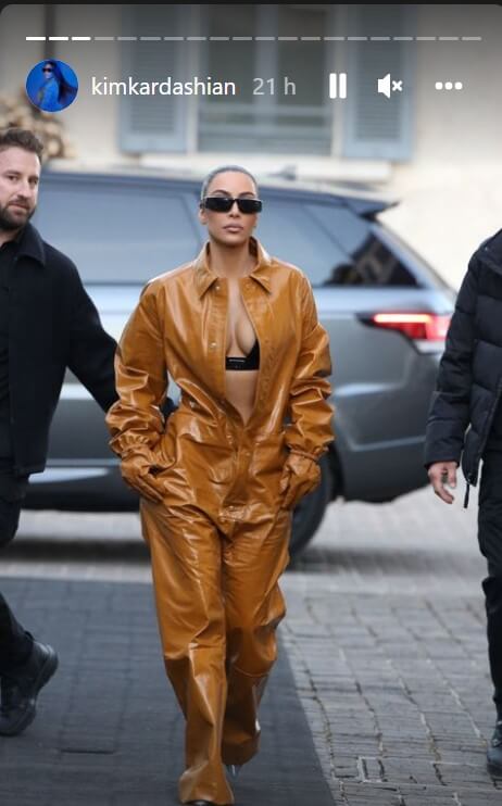 Kim Kardashian apostou na beleza e em looks de couro na Fashion Week de Milão