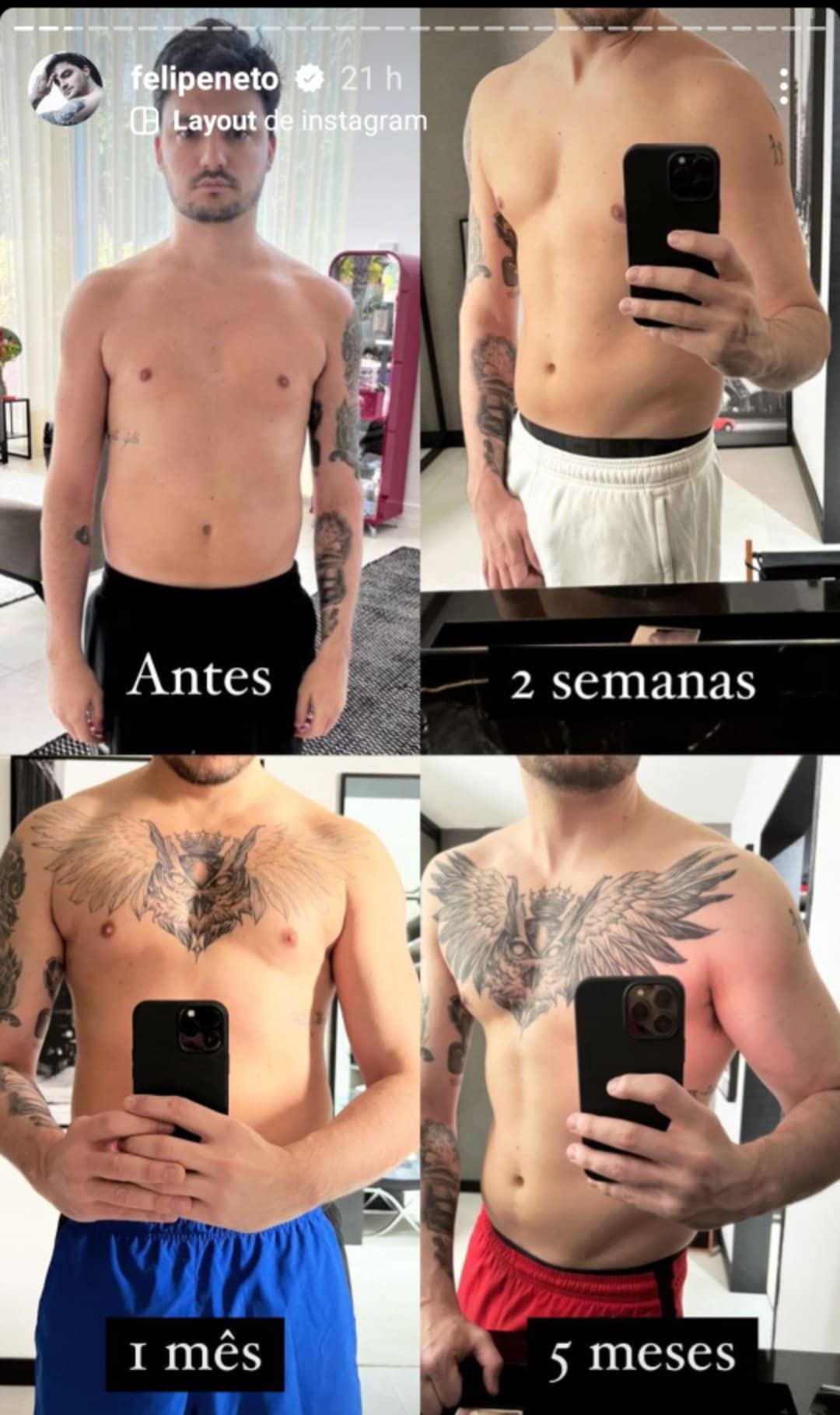 Felipe Neto antes e depois