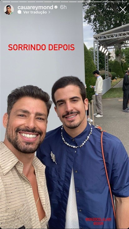 Enzo Celulari e Cauã Reymond se encontraram no desfile - Reprodução: Instagram