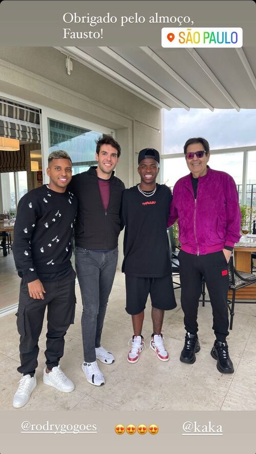 Faustão se reuniu com jogadores do Real Madrid e Kaká