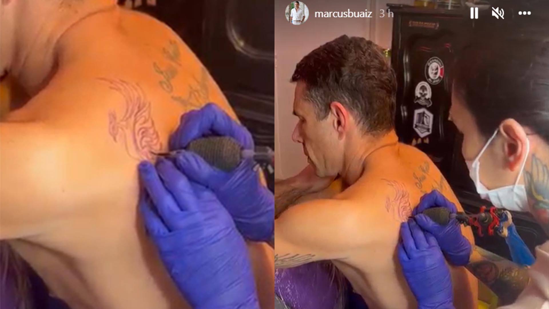 Marcus Buaiz faz nova tatuagem com desenho de fênix
