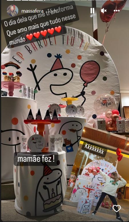 Grazi Massafera mostra a decoração da festa de aniversário da filha
