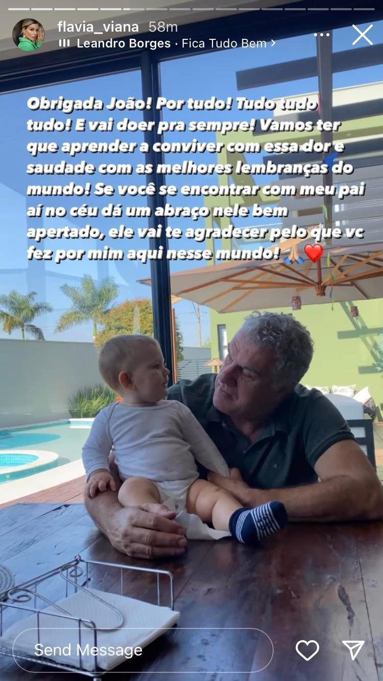 Flávia Viana se despede do sogro, João Zangrandi