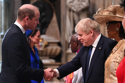 O primeiro-ministro Boris Johnson também marcou presença no evento que ocorreu neste dia 14