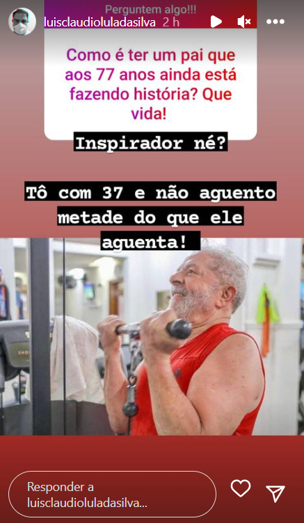 Filho de Luiz Inácio Lula da Silva faz posts