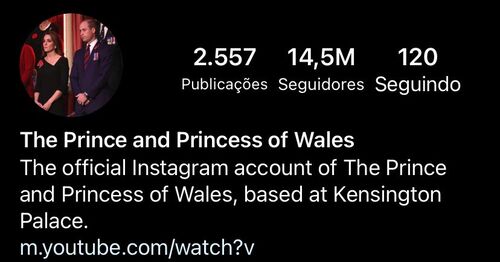 o Príncipe William e a Princesa de Gales Kate Middleton mudaram a foto de perfil de seu Instagram