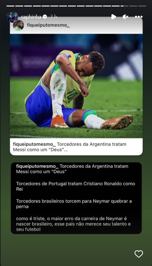 Raphinha sai em defesa de Neymar - Créditos: Reprodução / Instagram