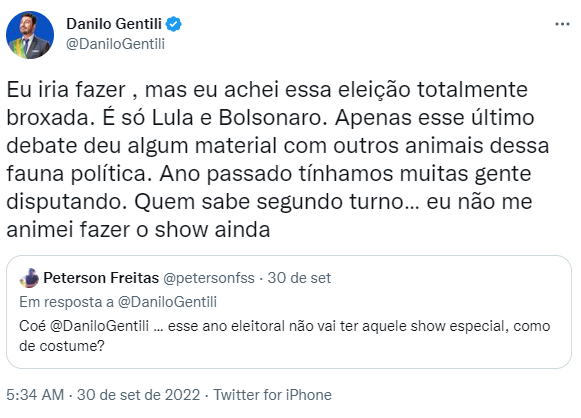 Danilo Gentili tweet
