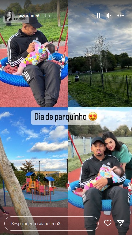 Gabriel Jesus dando mamadeira para filha Helena - Créditos: Reprodução / Instagram