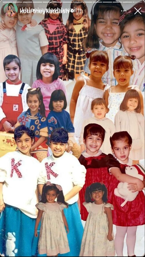 E a irmã mais velha da futura advogada, Kourtney Kardashian compartilhou uma colagem de fotos de infância com a irmã feita por um perfil de fãs brasileiro. 