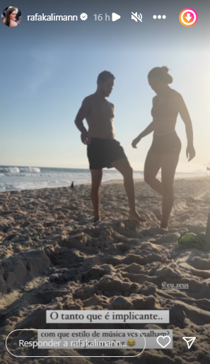 Rafa Kalimann treina com José Loreto em praia do Rio