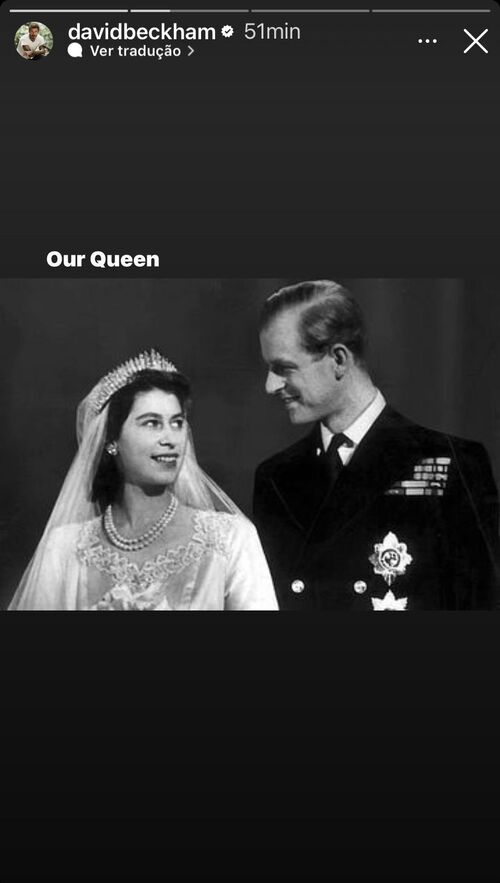 David Beckham emociona ao publicar imagem de Rainha Elizabeth II com seu falecido marido Príncipe Phillip 