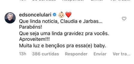 Edson Celulari reage a gravidez de Claudia Raia