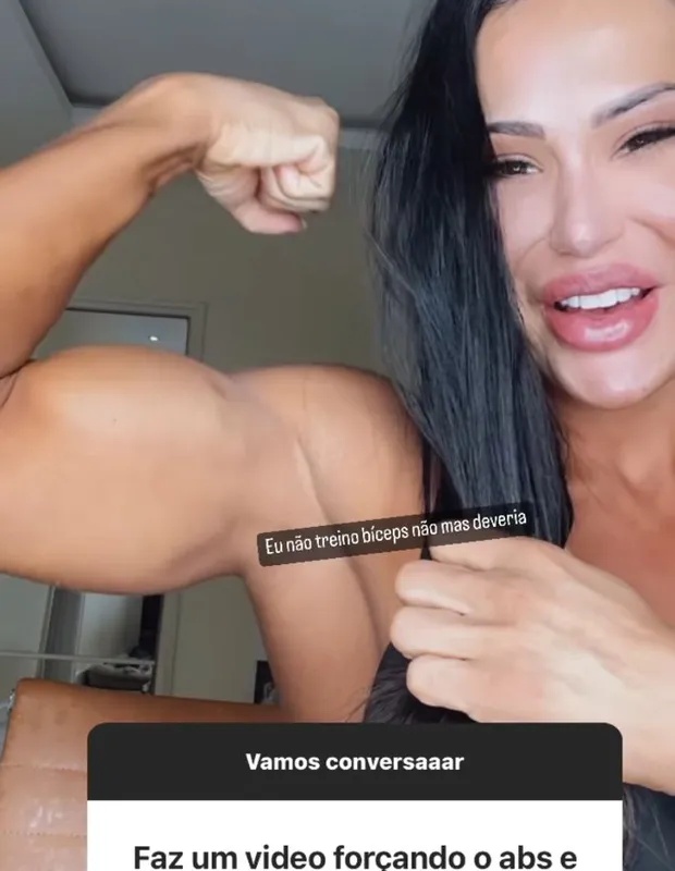 Gracyanne Barbosa impressiona ao mostrar bíceps musculosos em novo clique