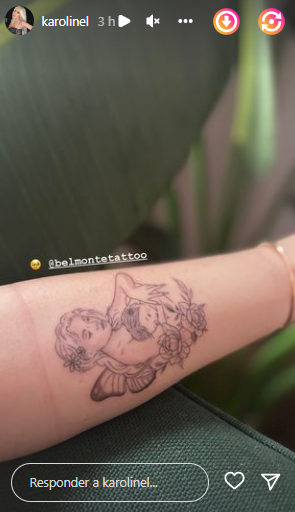 Karoline Lima homenageia a filha Cecília com tatuagem