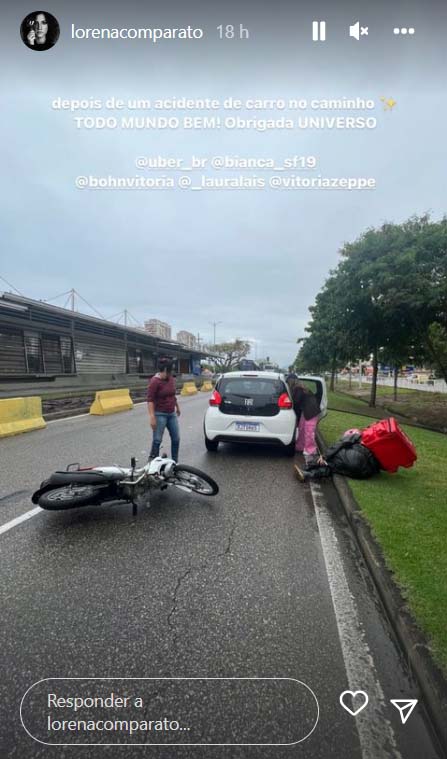 Lorena Comparato revela acidente de carro