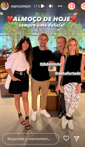 Marcos Mion mostra encontro com a esposa, Boninho e Ana Furtado
