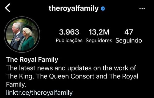 A conta oficial da Família agora leva uma foto de perfil com o Rei Charles III e a Rainha Consorte Camilla Parker