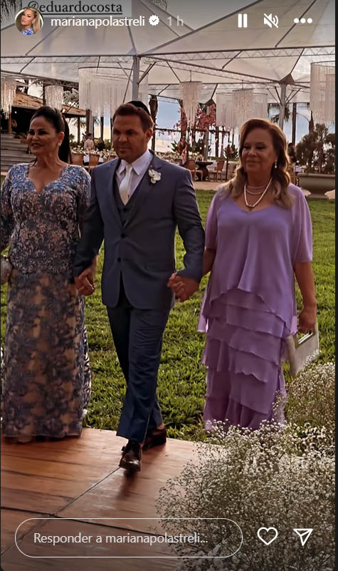 Mariana Polastreli e Eduardo Costa se casam em cerimônia ao ar livre