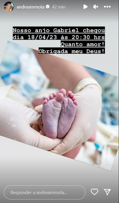 Andréa Mota anuncia o nascimento do filho